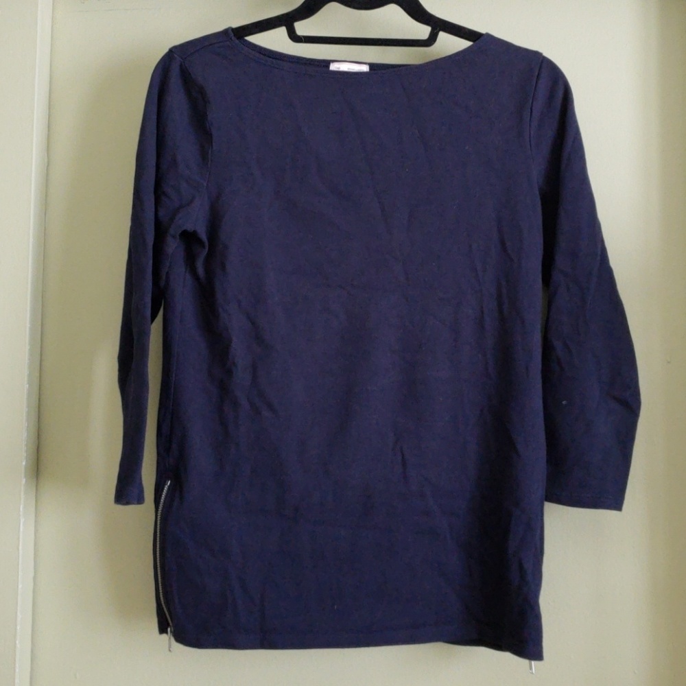 Gap 3/4 sleeves side zipper detail top